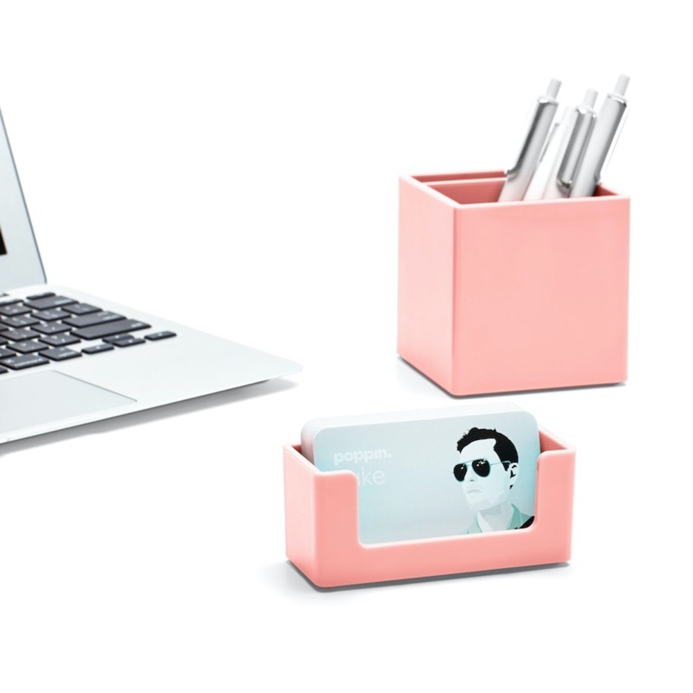 POPPIN Blush Pink Acrylic Business Card Holder